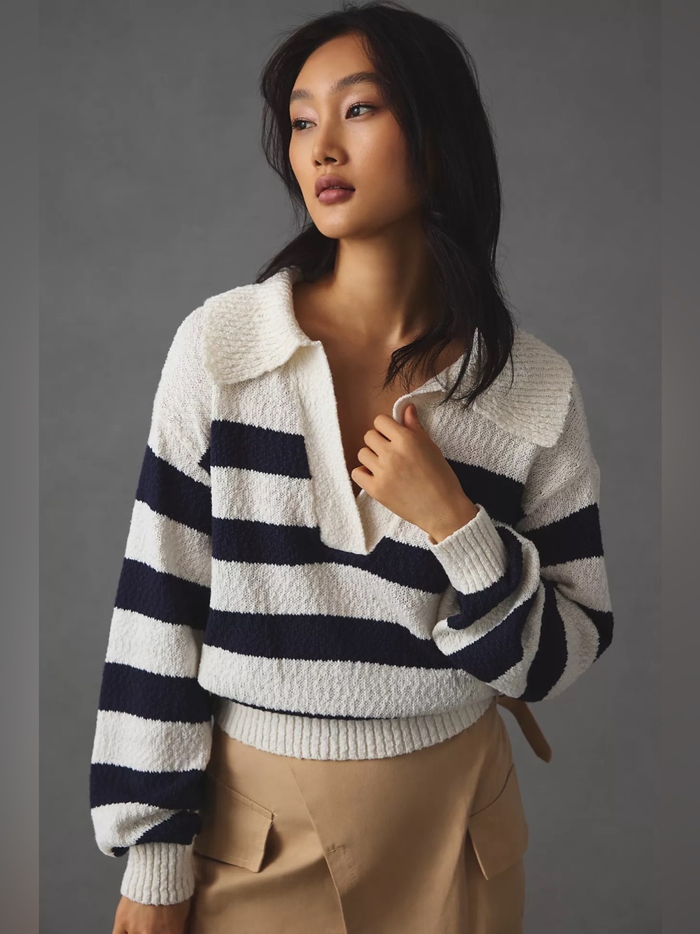 Maeve Anthropologie V-Neck Polo Jumper